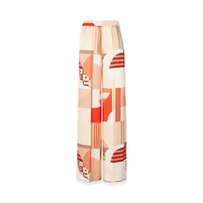 FENDI Women's Patchwork Print Silk Trousers "Multicolor"