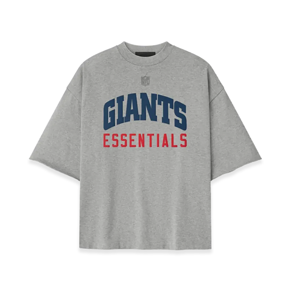 FEAR OF GOD ESSENTIALS Giants 90s 3/4 Sleeve Football Tee "Concrete Heather"