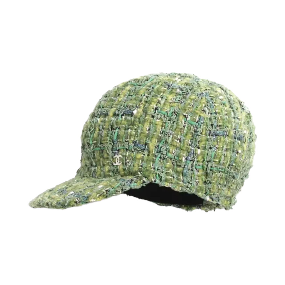 CHANEL Cap Wool & Cotton Tweed "Green/Light Green"
