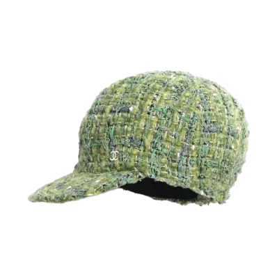 CHANEL Cap Wool & Cotton Tweed "Green/Light Green"