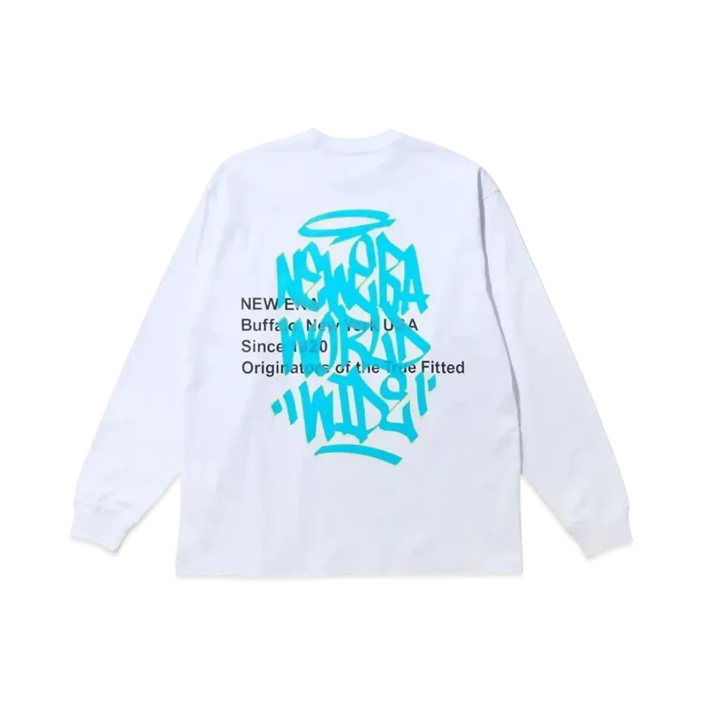 NEW ERA Long Sleeve Oversized Cotton T-shirt Graffiti "White"