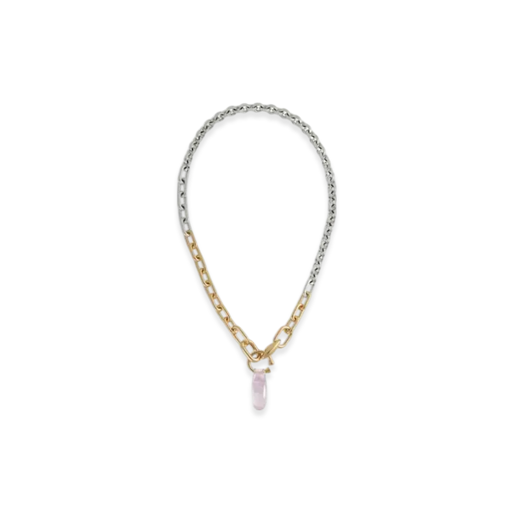 Bottega Veneta Ellipse Chain Necklace "Pink Quartz"