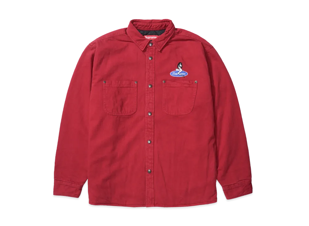 Supreme Quilted Lined Denim Snap Shirt "Red"