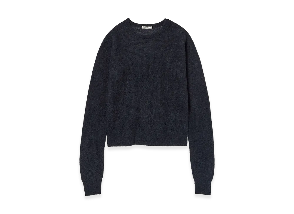 AURALEE Women's Baby Suri Alpaca Sheer Knit P/O "Navy"