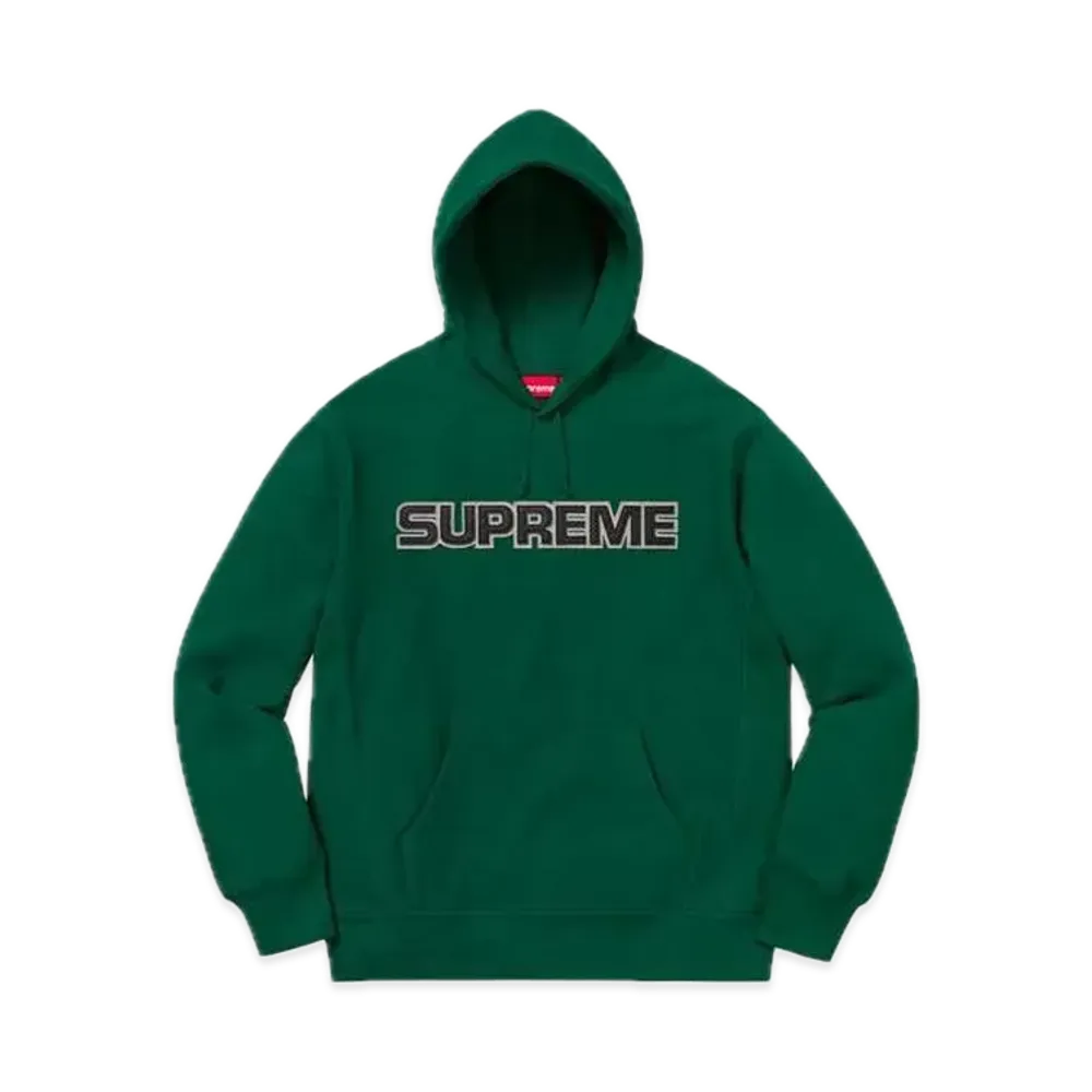 Supreme Perforated Leather Hooded Sweatshirt "Dark Green"