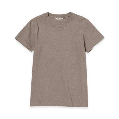AURALEE Women's Seamless Crew Neck Tee "Top Brown"