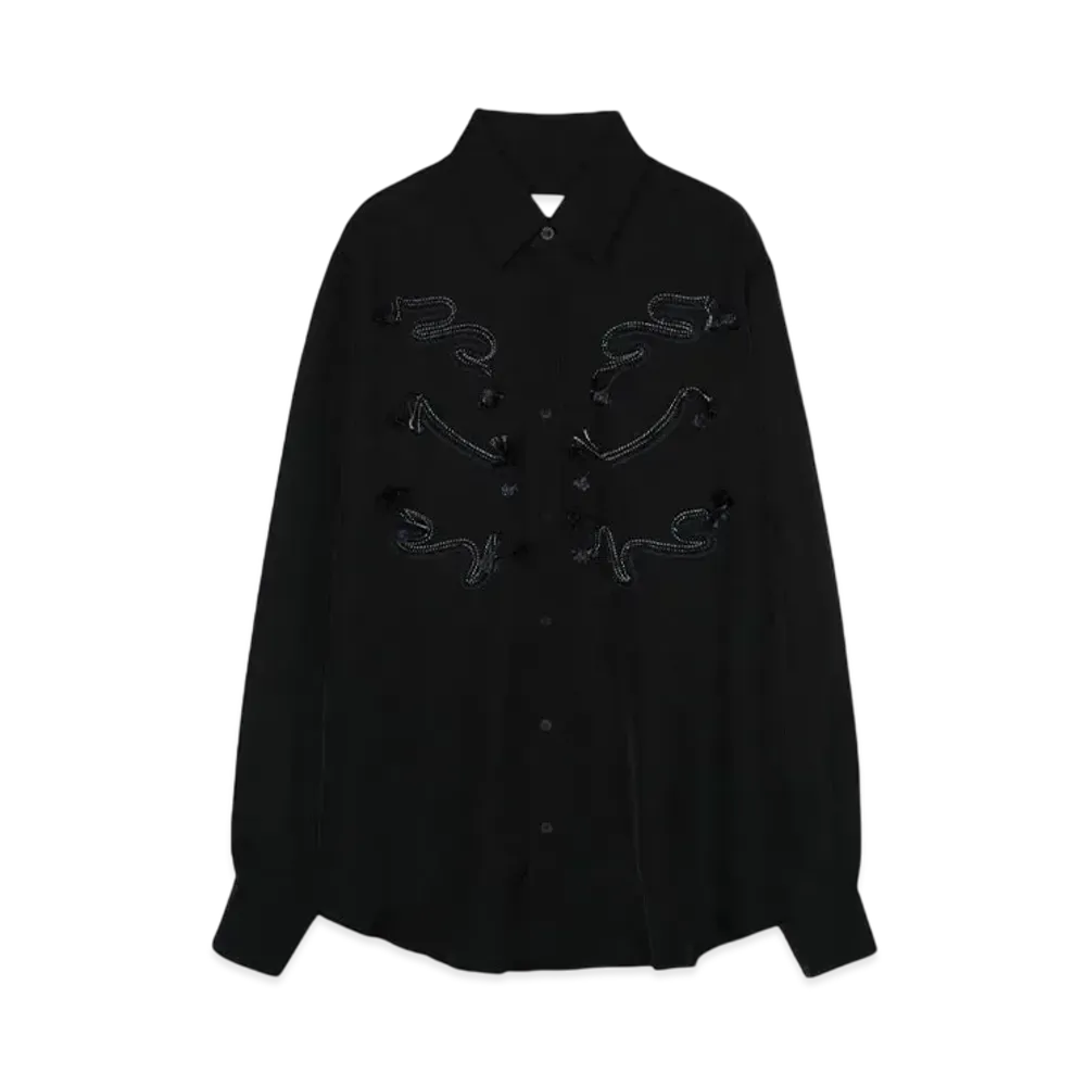 TOGA VIRILIS Acetate twill shirt "BLACK"