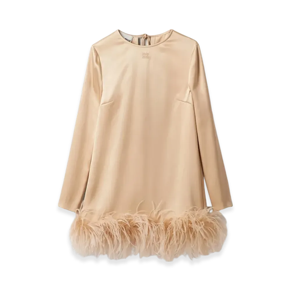 MIU MIU Women's Satin Mini Dress "Albino White"