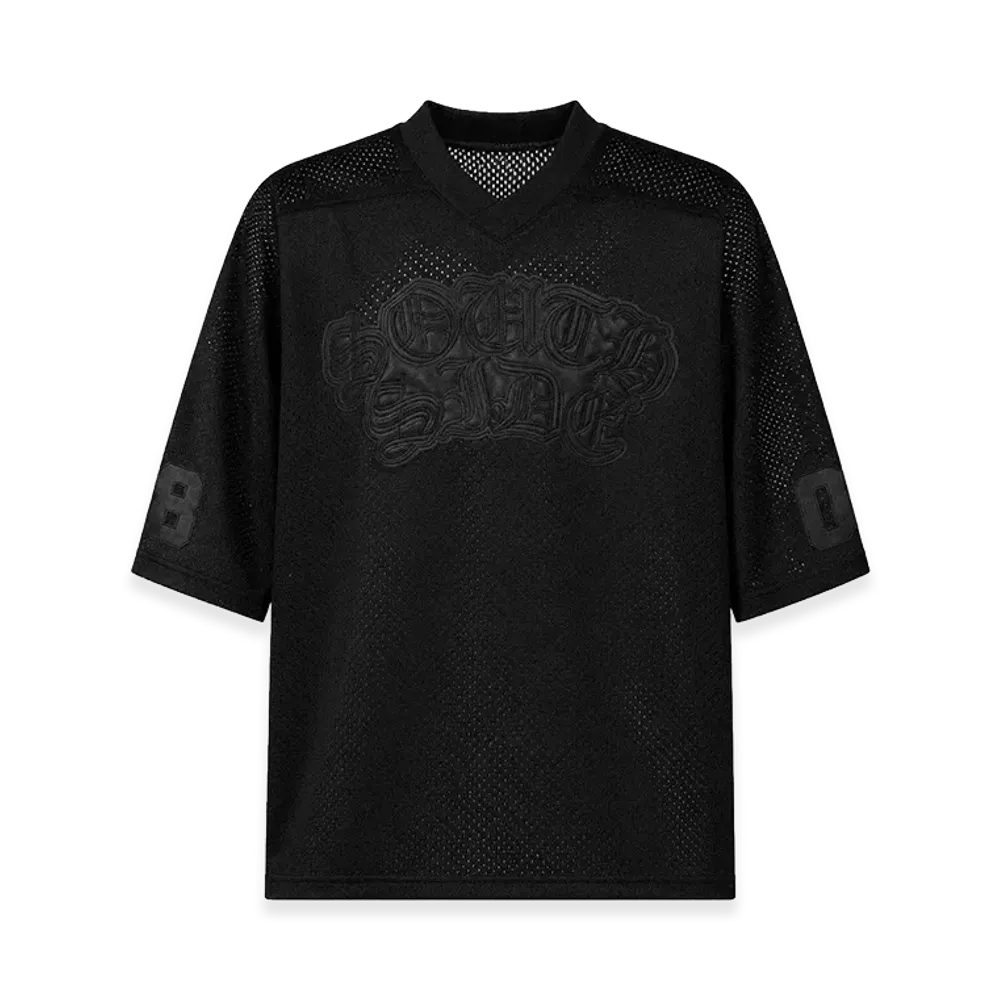 BREATH Faux Leather Patch Mesh Tee "Black"