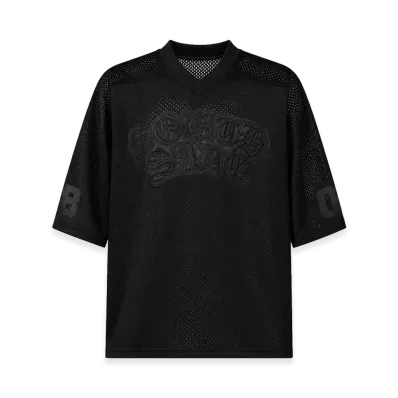 BREATH Faux Leather Patch Mesh Tee "Black"
