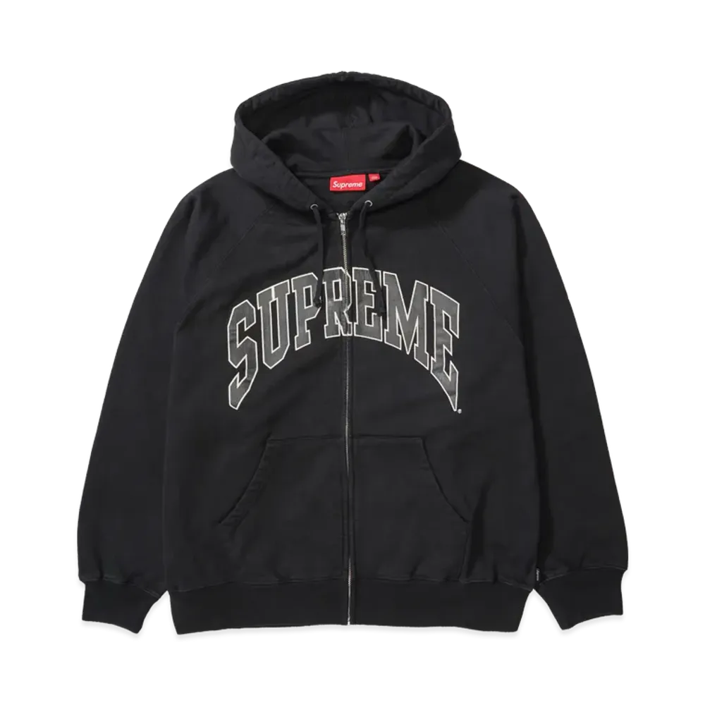 Supreme Cracked Raglan Zip Up Hooded Sweatshirt "Black"