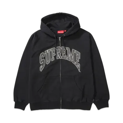 Supreme Cracked Raglan Zip Up Hooded Sweatshirt "Black"