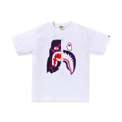 A BATHING APE Color Camo Tiger Shark Tee "White/Purple"