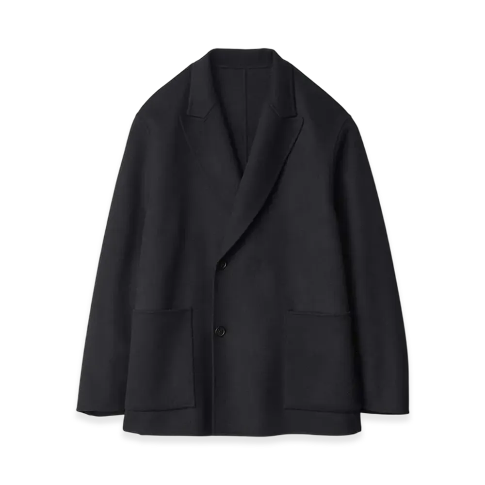 ssstein Wool/Cashmere Reversible Peak Lapel Jacket "Black/Black"