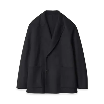 ssstein Wool/Cashmere Reversible Peak Lapel Jacket "Black/Black"
