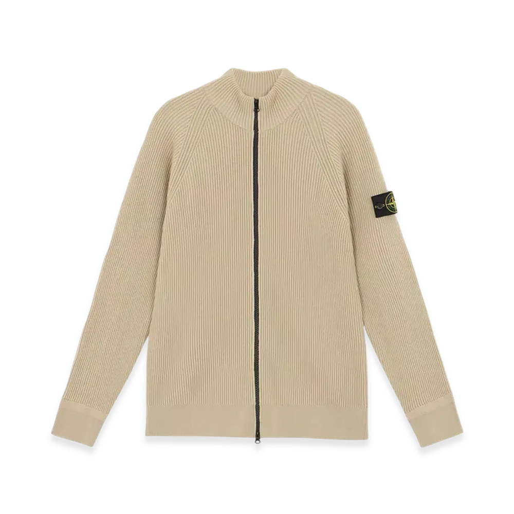Stone Island 519C2 Full Rib RWS Wool Cardigan with Full Zipper - 24FW "Off White"