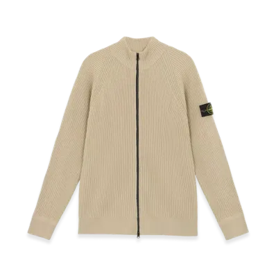 Stone Island 519C2 Full Rib RWS Wool Cardigan with Full Zipper - 24FW "Off White"