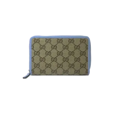 GUCCI GG Canvas Zip Around Wallet "Light blue"