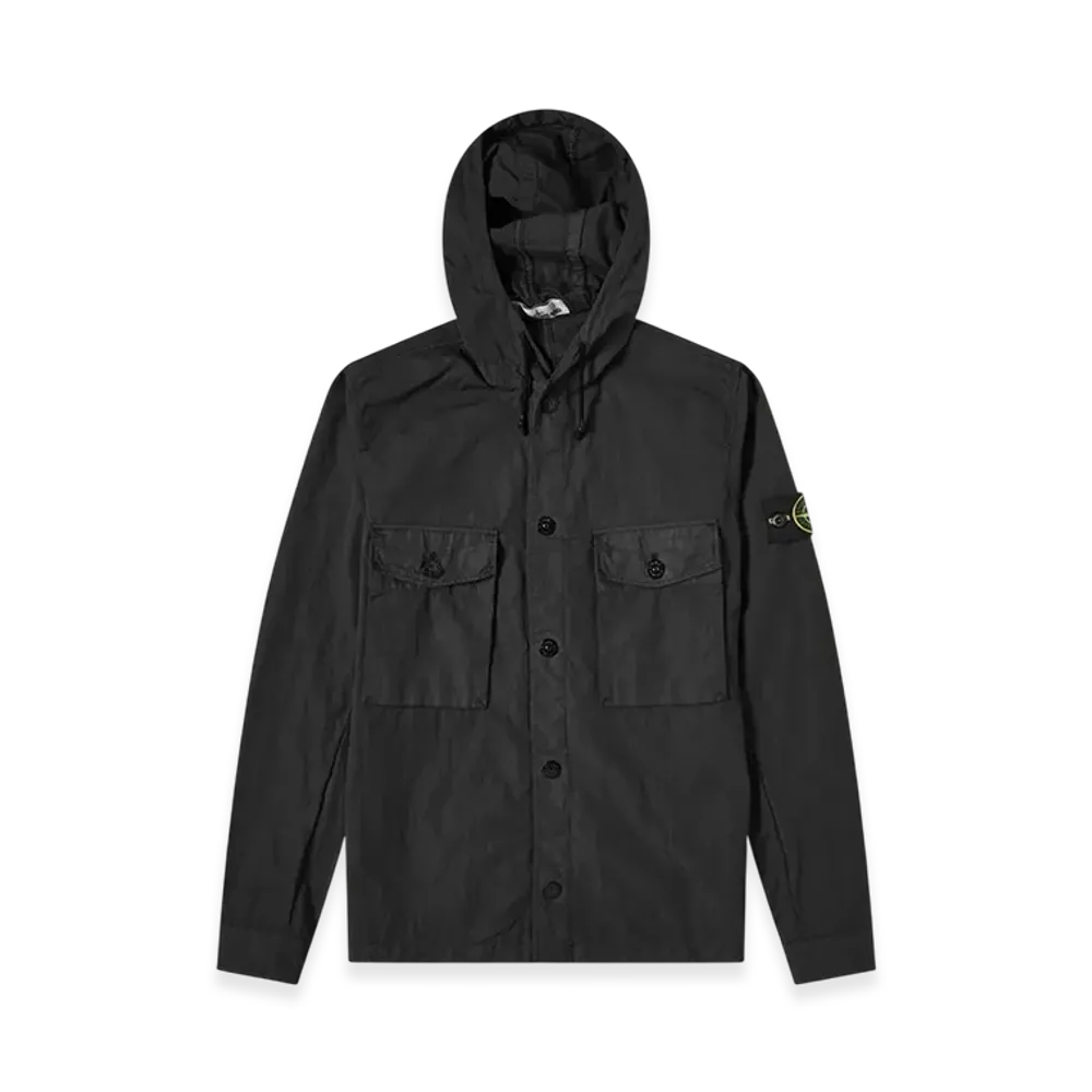 Stone Island 12408 Garment Dyed Hooded Button Overshirt - 20SS "Black"