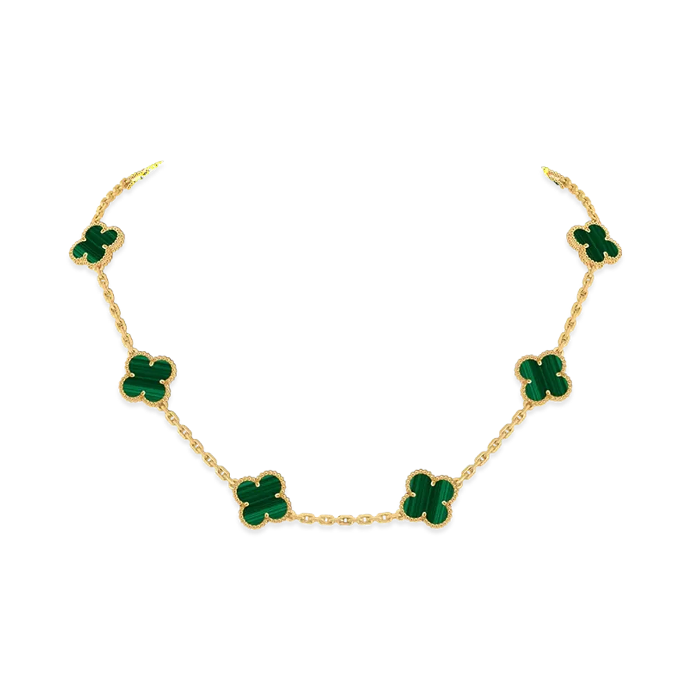 Van Cleef & Arpels Vintage Alhambra necklace 10 motifs "18K Yellow gold/Malachite"