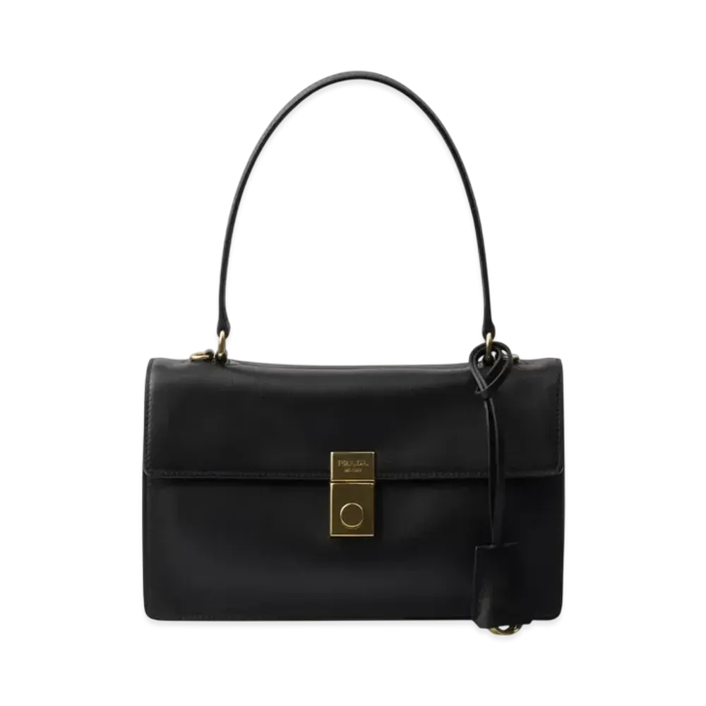 PRADA Medium Leather Shoulder Bag "Black"
