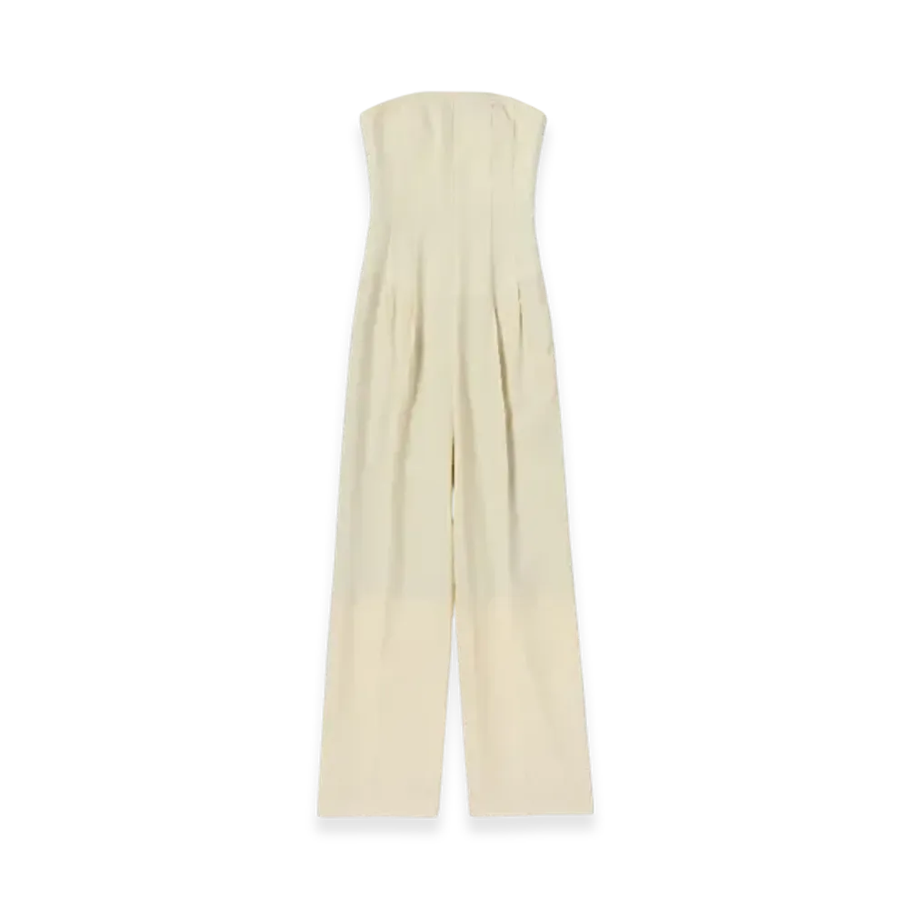 AURALEE Wool Kid Mohair Hop Sack Jumpsuit "Ivory White"