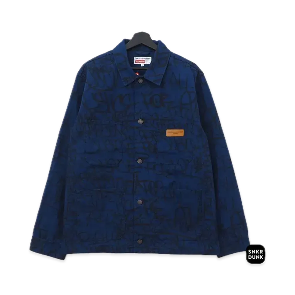 Supreme x COMME des GARCONS SHIRT Painted Canvas Chore Coat "Navy"