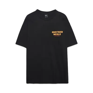 BROTHER MERLE Men's Knit S/S Crew T-Shirt - Fuzz Logo "Black"