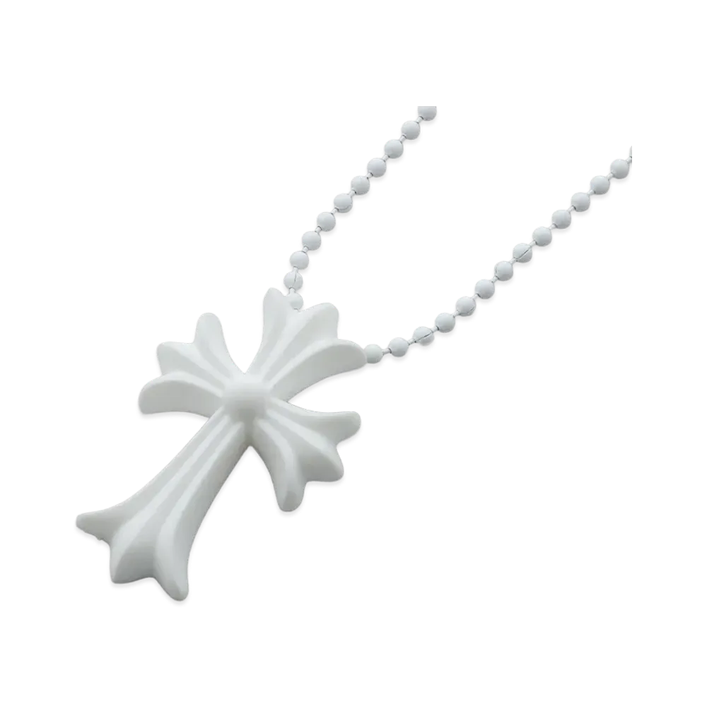 Chrome Hearts Rubber Small CH Cross Silicon Necklace "White"