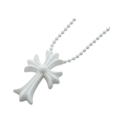 Chrome Hearts Rubber Small CH Cross Silicon Necklace "White"