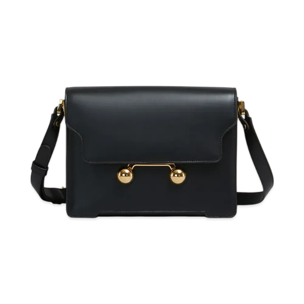 MARNI Trunkaroo Medium Shoulder Bag in Leather "Black"