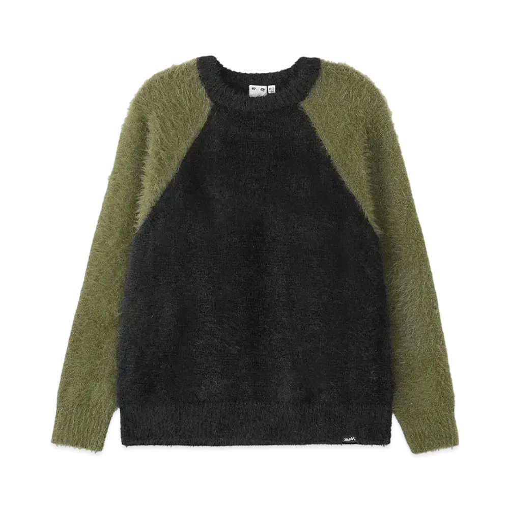 X-Girl Shaggy Knit Raglan Sleeve Top "Olive"