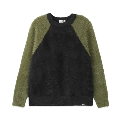 X-Girl Shaggy Knit Raglan Sleeve Top "Olive"