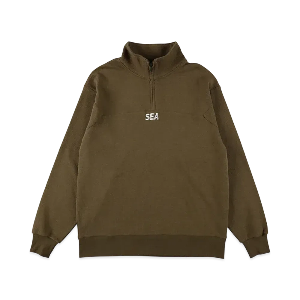 WIND AND SEA ES_W_Half Zip Waffle Shirt "Olive"