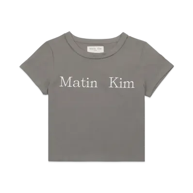 Matin Kim Logo Crop Top Tee "Charcoal"