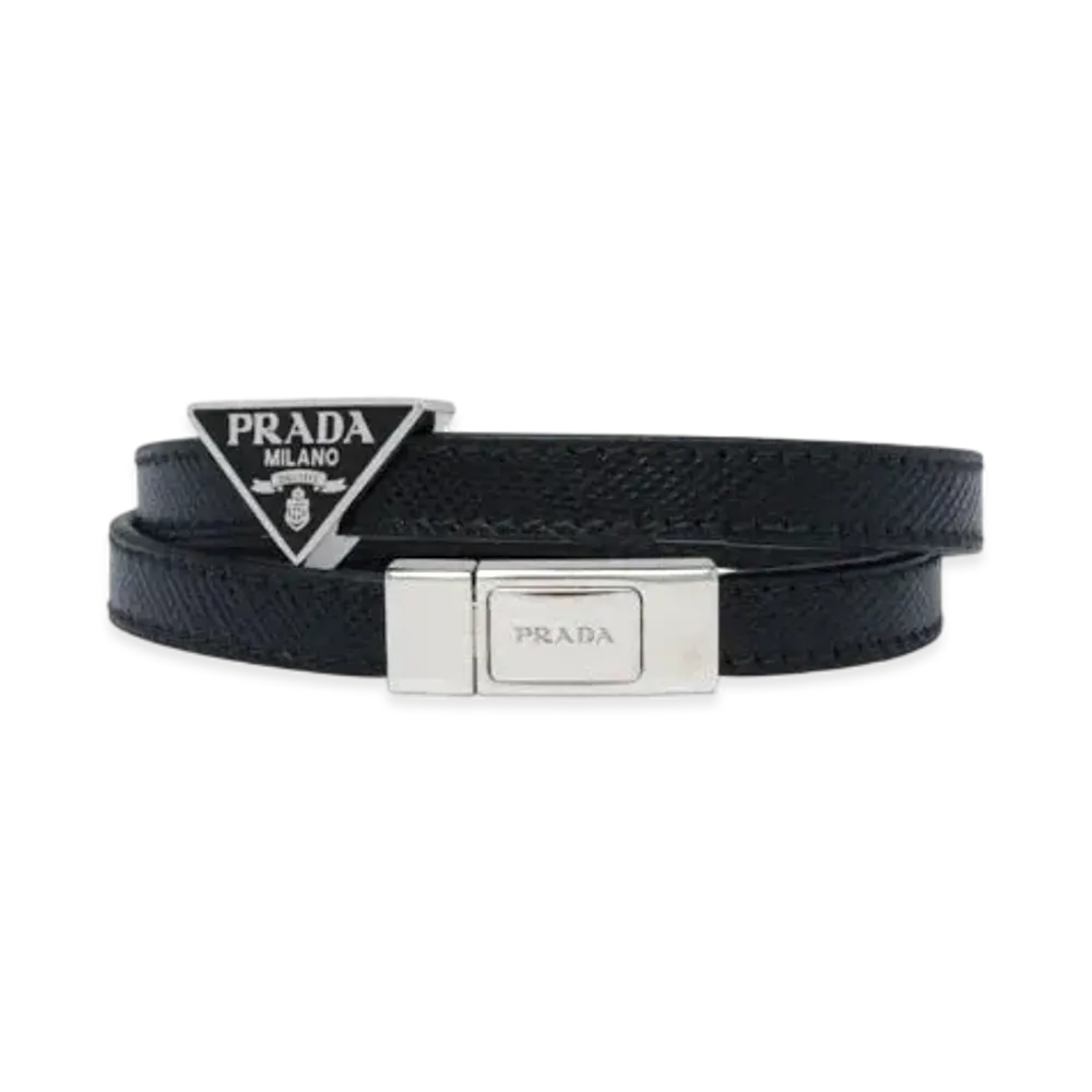 PRADA Saffiano Leather Bracelet "Black"