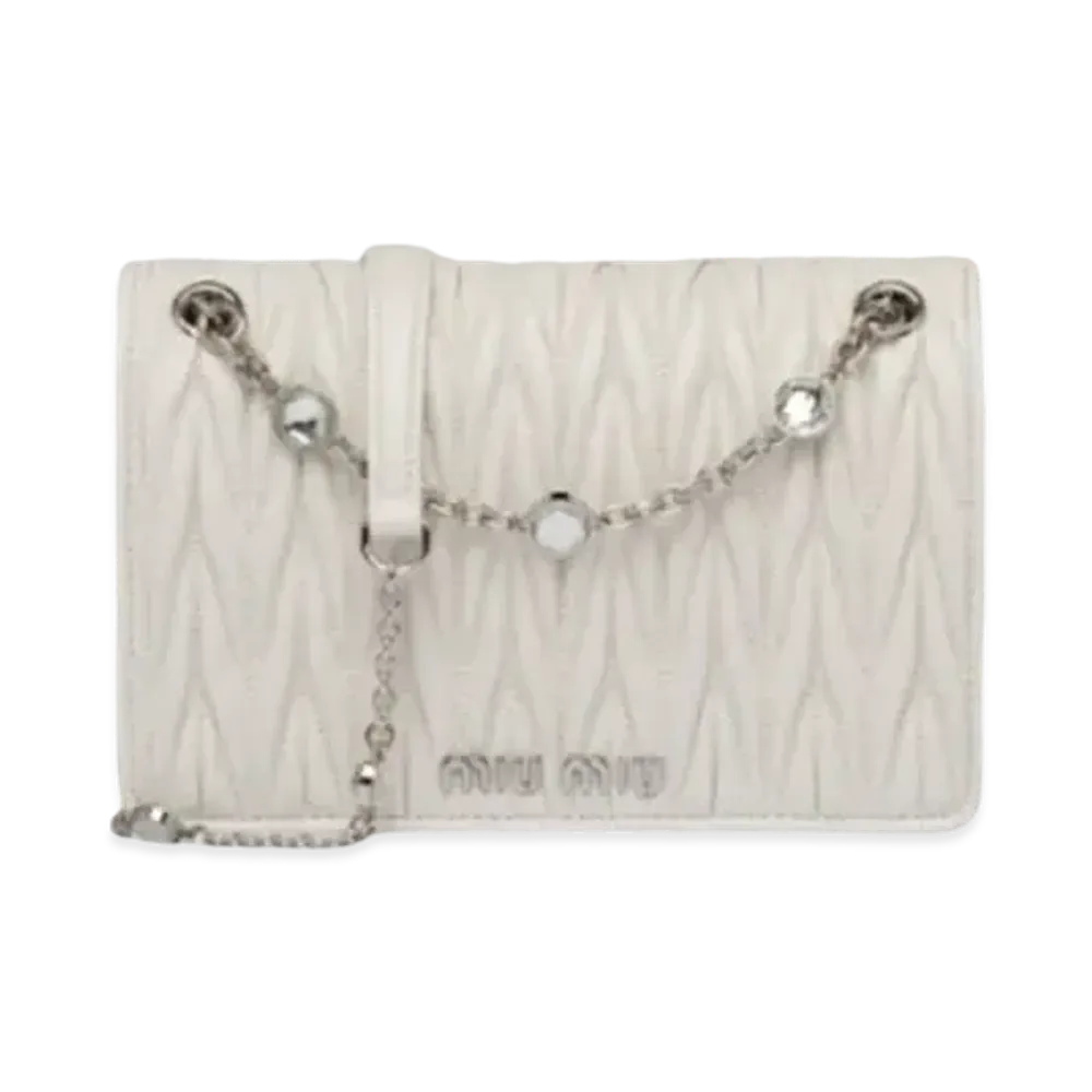 MIU MIU Materassenapa Leather Mini Bag "White"
