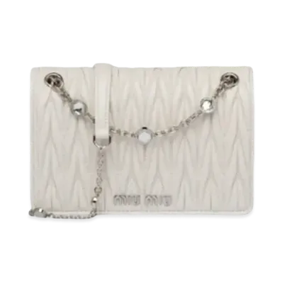 MIU MIU Materassenapa Leather Mini Bag "White"