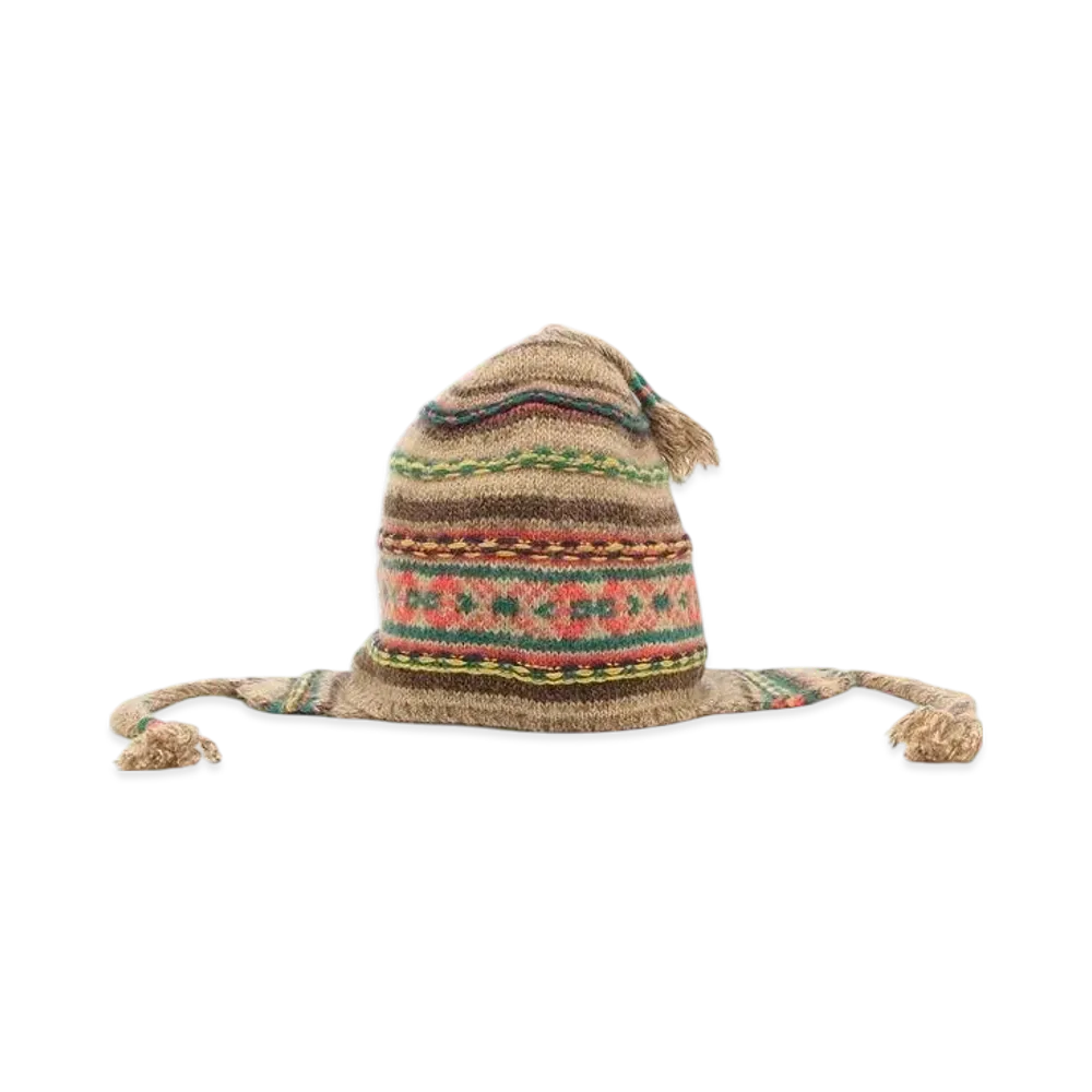 Polo Ralph Lauren Textured Pattern Earflap Hat "Brown"