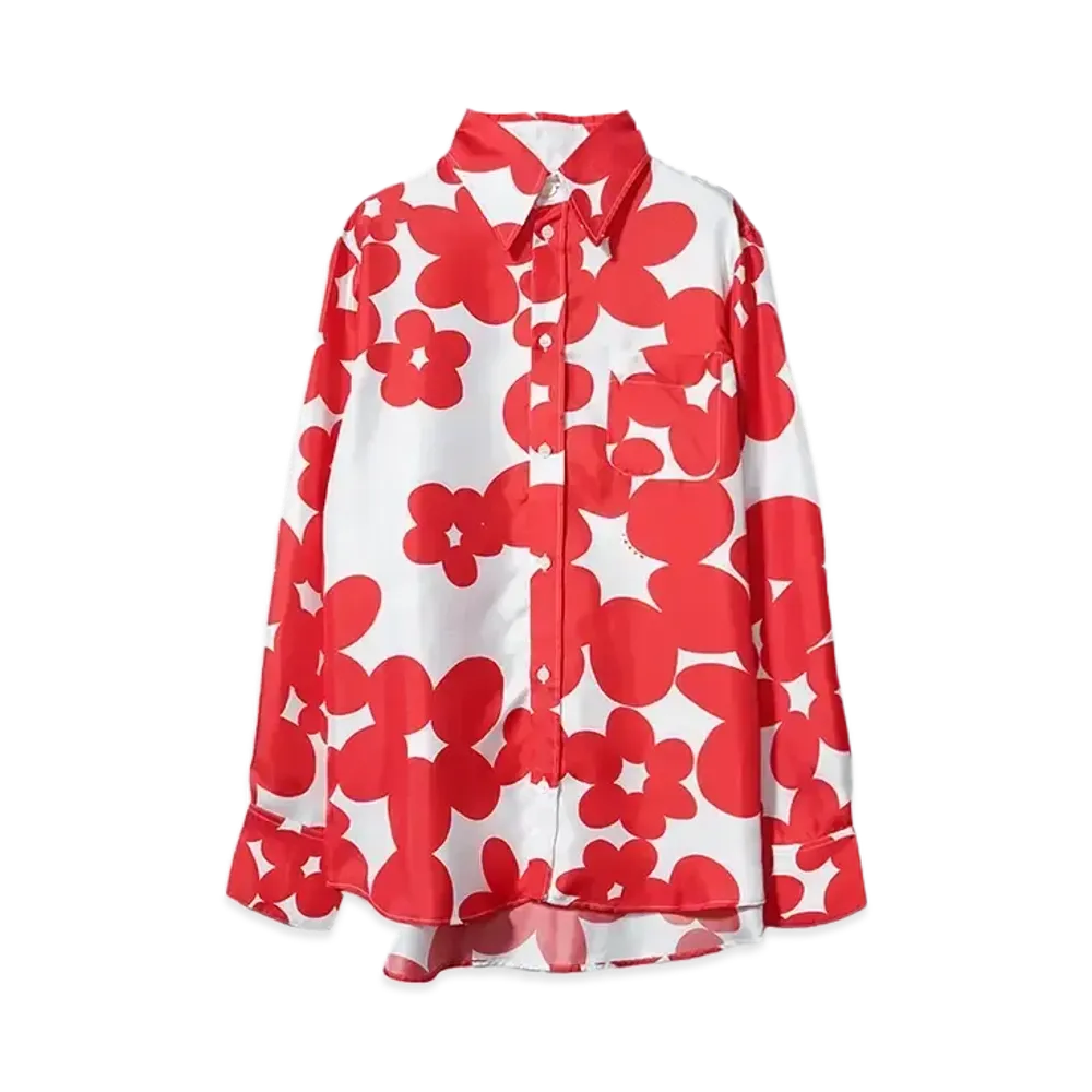 MARNI FLOWER SILK SHIRT "CRIMSON"