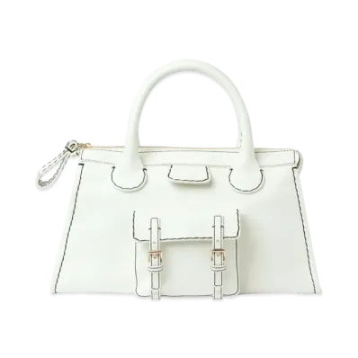 Chloe Medium Edith Day Bag In Buffalo Leather "White"