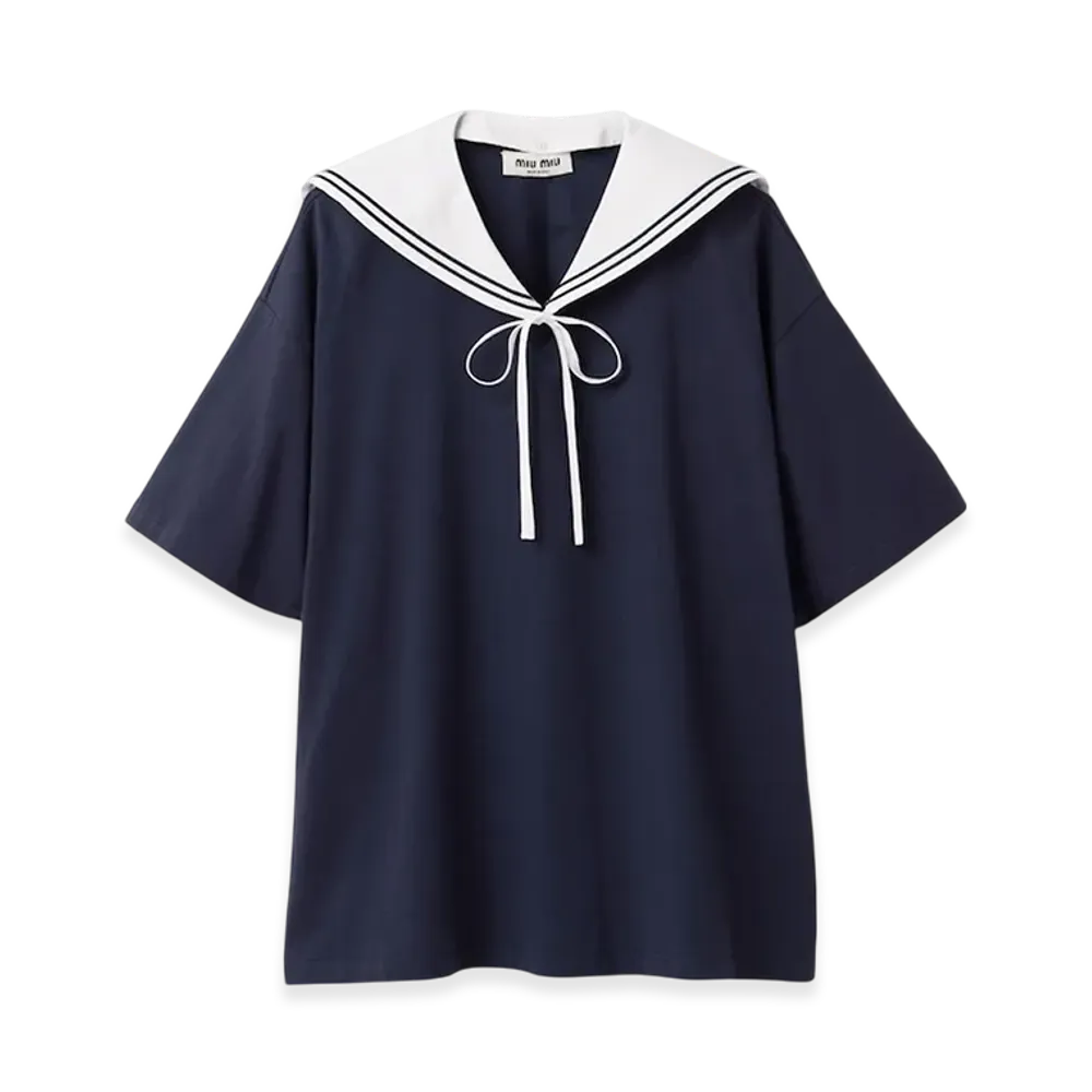 MIU MIU Women's Cotton T-Shirt "Navy"