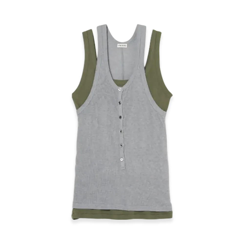 INSCRIRE Natural Mix Rib Layered T/T "Grey/Khaki"
