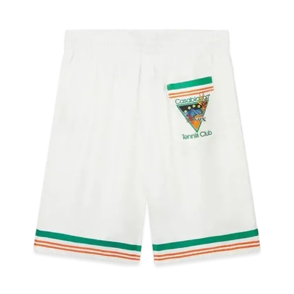 Casablanca Tennis Club Icon Silk Shorts "White"