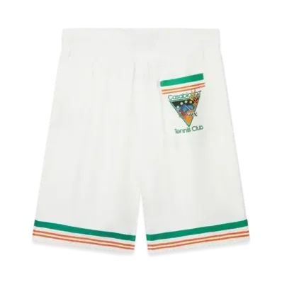 Casablanca Tennis Club Icon Silk Shorts "White"