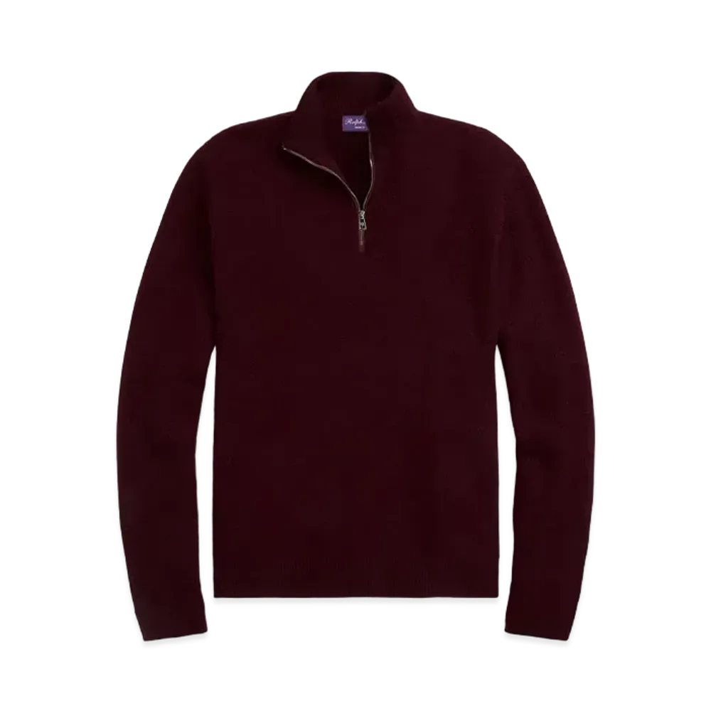 Ralph Lauren Purple Label Cashmere Quarter-Zip Sweater "Red"