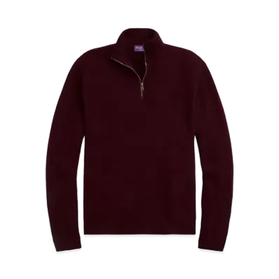 Ralph Lauren Purple Label Cashmere Quarter-Zip Sweater "Red"