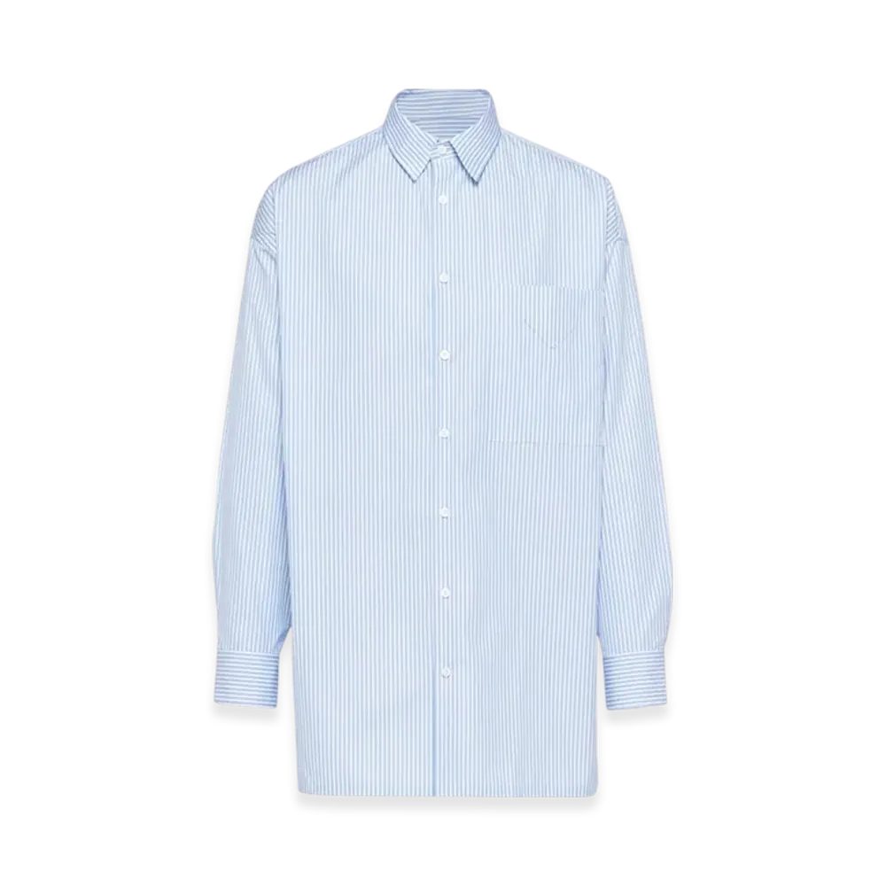 PRADA Oversized Cotton Shirt "White/Light Blue"