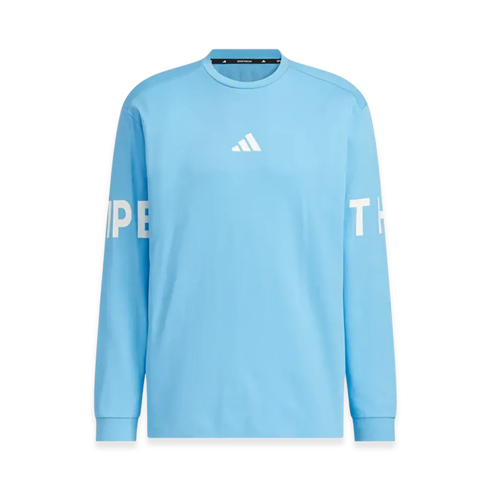 adidas Wording Pack Loose Fit Heavy Single Jersey Long Sleeve T-Shirt "Semi Blue Burst"