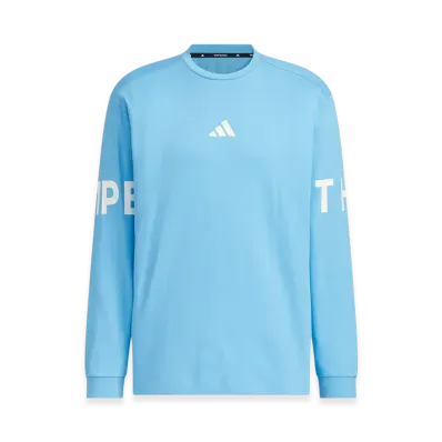 adidas Wording Pack Loose Fit Heavy Single Jersey Long Sleeve T-Shirt "Semi Blue Burst"